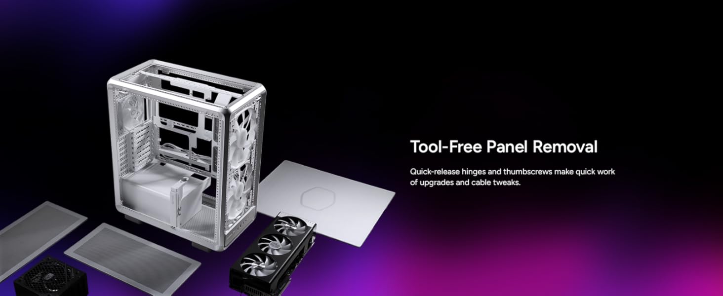 MasterFrame 500 Mesh ARGB Silver-Tool-Free Panel Removal