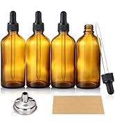 AOZITA 4 Pack, 4 oz Dropper Bottles with 1 Funnel &amp; 4 Labels - Essential Oils Bottles for Health,...