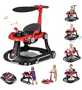 BABY JOY 7-in-1 Baby Walker, Foldable Baby Walker and Bouncer Combo with Handle, Adjustable Heigh...