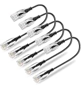 Qiuean Cat6a Ethernet Cable 2ft (10 Pack) - Slim, Black, 10G, RJ45, Male-to-Male, PVC, Cat6a, 28A...
