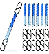SNAIL TRAIL 6pc Coiled Retractable Lanyard &amp; 12pc Small S Carabiner Clip, Stretchy Wrist Keychain...