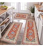 Boho Kitchen Rug Sets 3 Piece with Runner Vintage Kitchen Rug Runner Non Slip Bohemian Kitch...