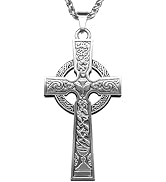 Anwlki Celtic Cross Necklace ViKing Crucifix Necklace Bless Safety Religious Amulet Pendant Chain...