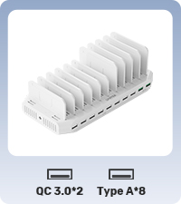 Unitek 10 USB Charging Station Multiple Devices for iPad Tablet iPhone Mic | Cell Phone Headphone Wa...