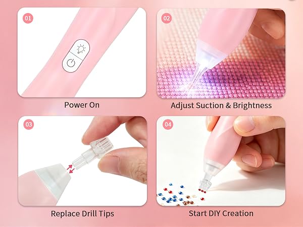 Electric Diamond Painting Pen with Light
