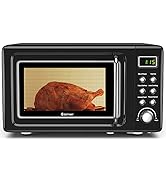 COSTWAY Retro Countertop Microwave Oven, 0.7Cu.ft, 700-Watt, High Energy Efficiency, 5 Micro Powe...