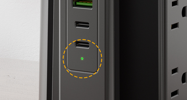 surge protector with usb ports and led indicator