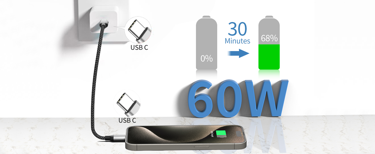 1 feet usb c to type c charging cord