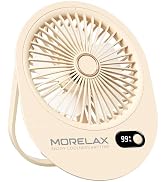 Morelax Portable Desk Fan Rechargeable,Small Personal Fan Strong Powerful Wind Battery Operated, ...