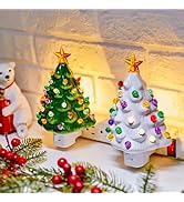 Brightown Ceramic Christmas Tree Night Light - 2 Pack Vintage Christmas Night Light with ON/Off S...