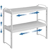 2 Pack Kitchen Cabinet Organizer Shelf, Stackable Expandable Shelves Organizers For Kitchen Cabin...