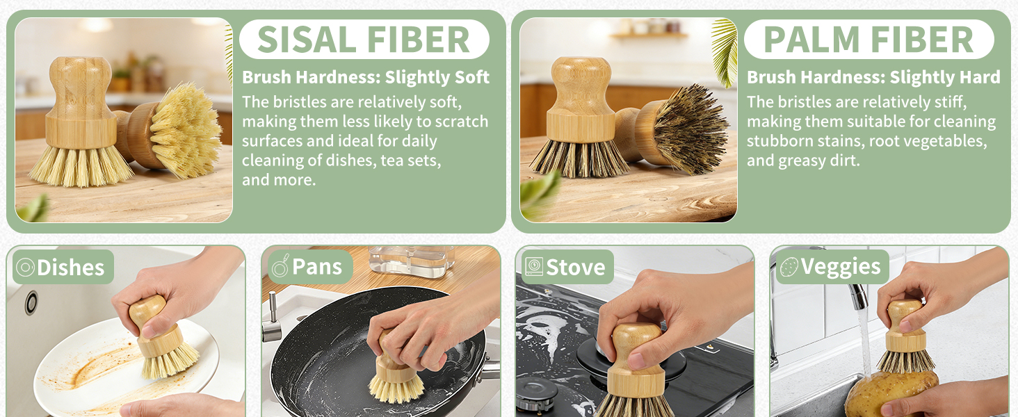 natural scrub brush for dishes