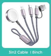 Short 8inch 3 in 2 USB C Cable for Apple Watch Charger iPhone Charger USB C Multi Fast Charging C...