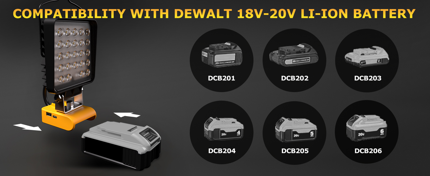 Work light for DEWALT battery