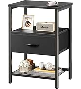 Huuger Night Stand with Fabric Drawer, Side Table with Mesh Shelf, Bedroom Nightstand, Fabric Dra...