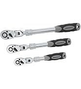 Steelman Pro 72-Tooth Extendable Flex-Head Ratchet Tool Set, 3-Piece (1/4, 3/8, and 1/2-Inch Driv...