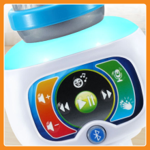 Up close photo of the buttons on the microphone