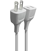 White Extension Cord 10FT (3m) Thin Flexible Light Duty for Indoor Use 125V 5A 2 Prong Power Cabl...