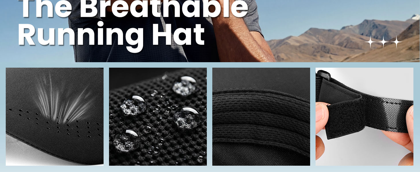 moisture wicking hat, quick dry hat, sweat resistant hat, running cap, adjustable size