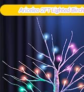 Ariceleo 2FT Lighted Birch Tree with RGB LED Lights, USB Powered, Timer &amp; APP Control, 24 LED, Ta...