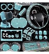 NBTEPEM 27 PCs Bling Car Accessories Set for Women, Bling Steering Wheel Covers Universal Fit 15 ...