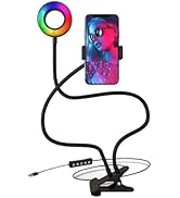 Bower WA-RGBDSKRL 24-in. Flexible White and RGB Ring Light with Smartphone Holder, Black