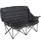 Lippert Big Bear Dark Grey Folding Camping Loveseat with 500-lb. Weight Capacity, Durable Mesh Fa...