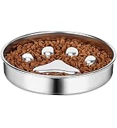 AIPERRO Slow Feeder Dog Bowls 304 Stainless Steel, 2 Cups Metal Dog Food Bowls, Dog Water Bowl fo...