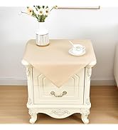 Nacuci Small Square Tablecloth 24x24 Inch Water Resistant Side Table Cloth Solid Beige Heavy Duty...