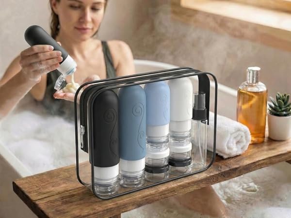 A neatly organized suitcase with various travel essentials