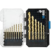 CRALY 15-Piece Cobalt Drill Bit Set, M35 HSS Titanium Coated Jobber Length Twist Drill Bits, Dash...