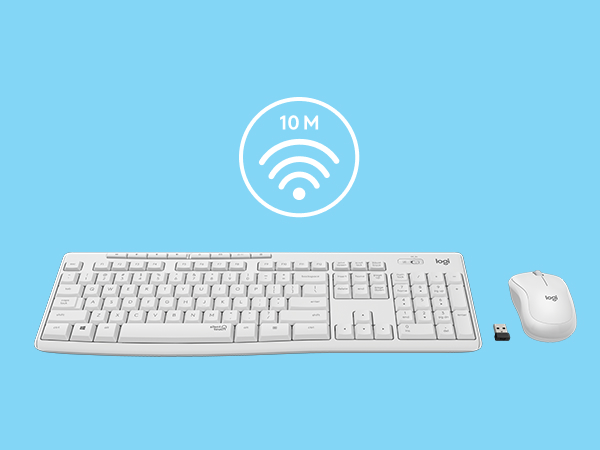 angle zoom of mk295 wireless keyboard and mouse white combo