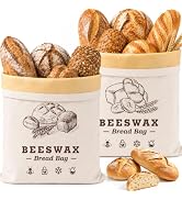 Beeswax Bread Bags,Extra Large 2 Pack-17"×13" Sourdough Bread Bags | Reusable Sourdough Bread Bag...