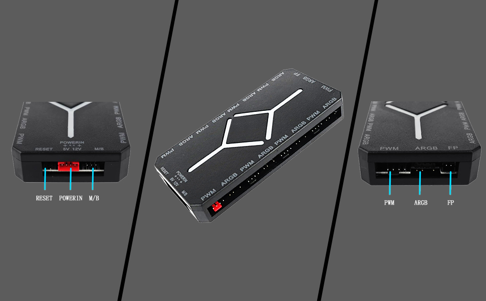 ARGB PWM Fan Hub, Addressable 5V-3PIN 2-in-1 RGB Computer PC Case Fan Hub