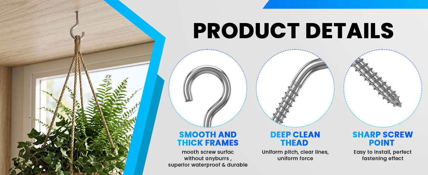 304 Stainless Steel Screw-in Hooks