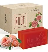 Herbvian 2 Pcs Rose Soap Bars with Cymbopogon Martinii and Lonicera Japonica, Moisturizing Soap B...