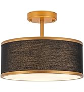 Bargeni Semi Flush Mount Ceiling Light,12.5 inch Ceiling Light Fixture,Gold Light Fixtures Ceilin...