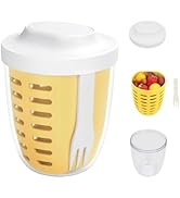 daasigwaa Fresh Fruit Salad Storage Cup To Go With Lids, Fork &amp; Drain Baskets, Reusable Leakproof...