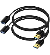 USB Extension Cable 2-Pack, USB 3.0 Extender Cord Male to Female Extension Cable for USB Flash Dr...