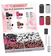 Rolybag 200 Pcs Nail Drill Bits Sanding Bands for Nail Drill Mix 80# 120# 180# 240# Coarse Fine G...