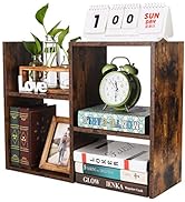 PAG Desktop Shelf Freestanding Wooden Small Bookshelf Desk Supplies Organizers and Accessories St...