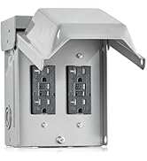 SURAIELEC Outdoor Electrical Outlet Box, Dual 20 AMP WRTR GFCI Receptacles, Rainproof 3R Enclosur...