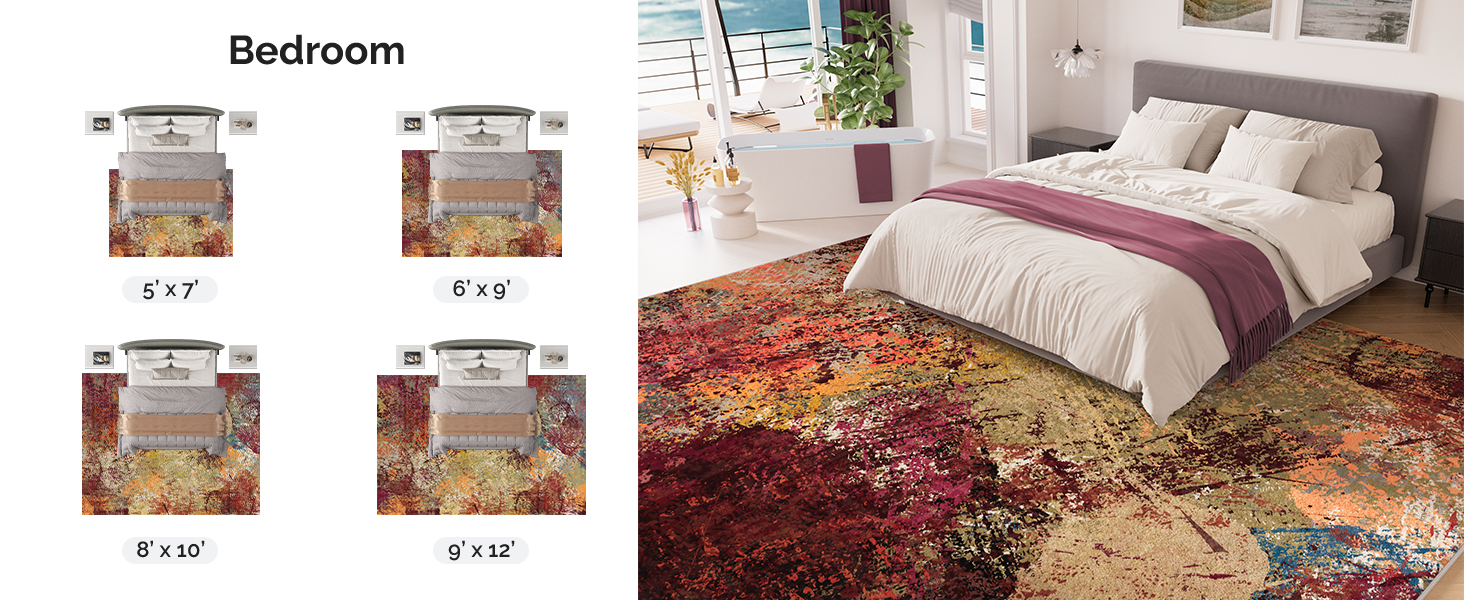 Arbosofe Abstract Rug for Bedroom Red&amp;amp;Orange