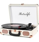 Turntable Vinyl Record Player 3-Speed Suitcase Portable Belt-Driven Record Player with Built-in S...