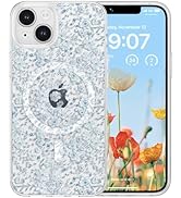 RALEAVO for iPhone 15 Case Compatible with MagSafe Clear Floral Pattern Design Cute for Girls Wom...