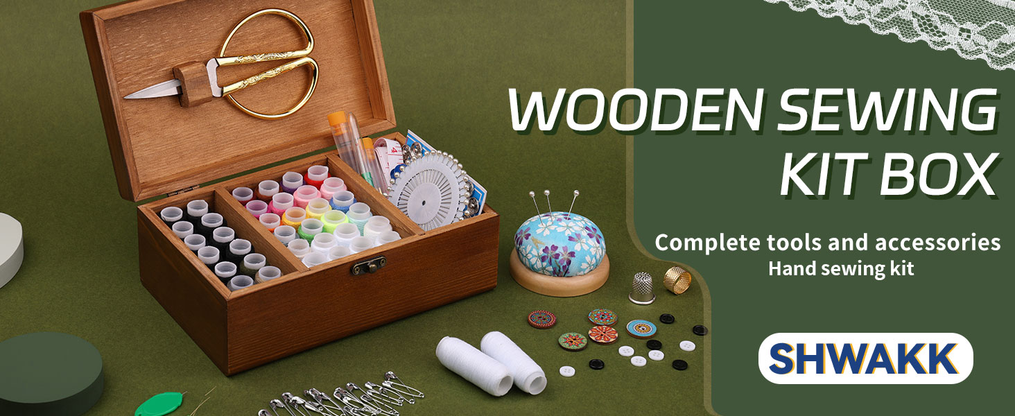Wooden Sewing Kit Box