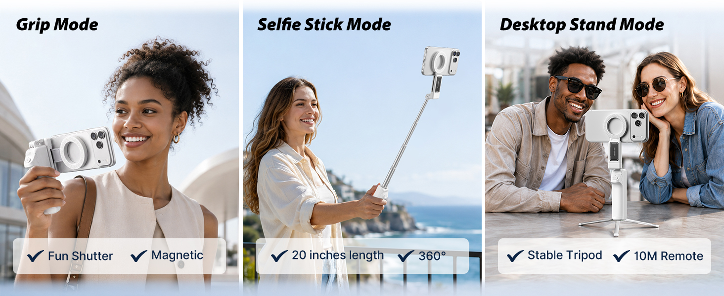 Magnetic Selfie Stick Tripod,Phone Camera Grip