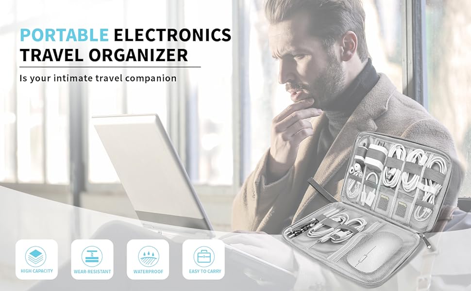 storage,travel gifts for men,travel cable organizer,charger organizer travel case,