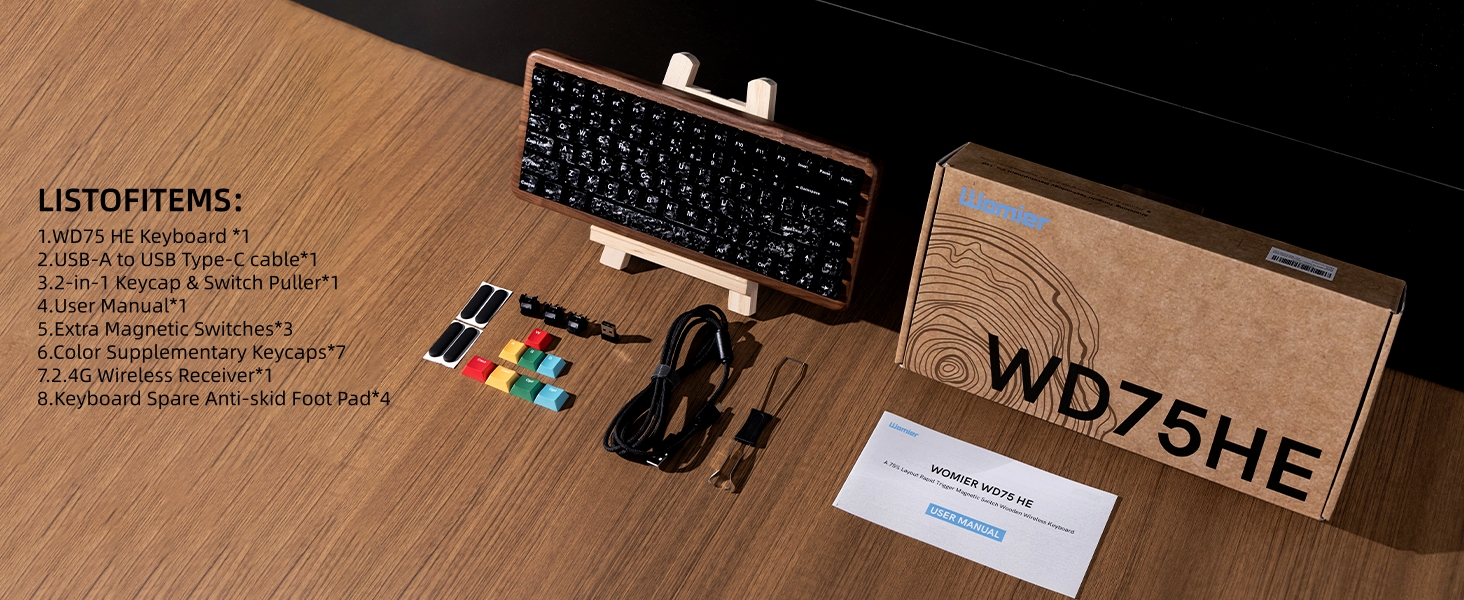 75% Hall Effec Keyboard Wood, Mechanical Keyboard Wireless Rapid Trigger Gaming Custom Keyboard