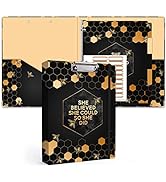 Lateefah 3 Ring Binder, 1 Inch Round Ring Binder with 5 Tab Dividers, Cute Clipboard Binders with...